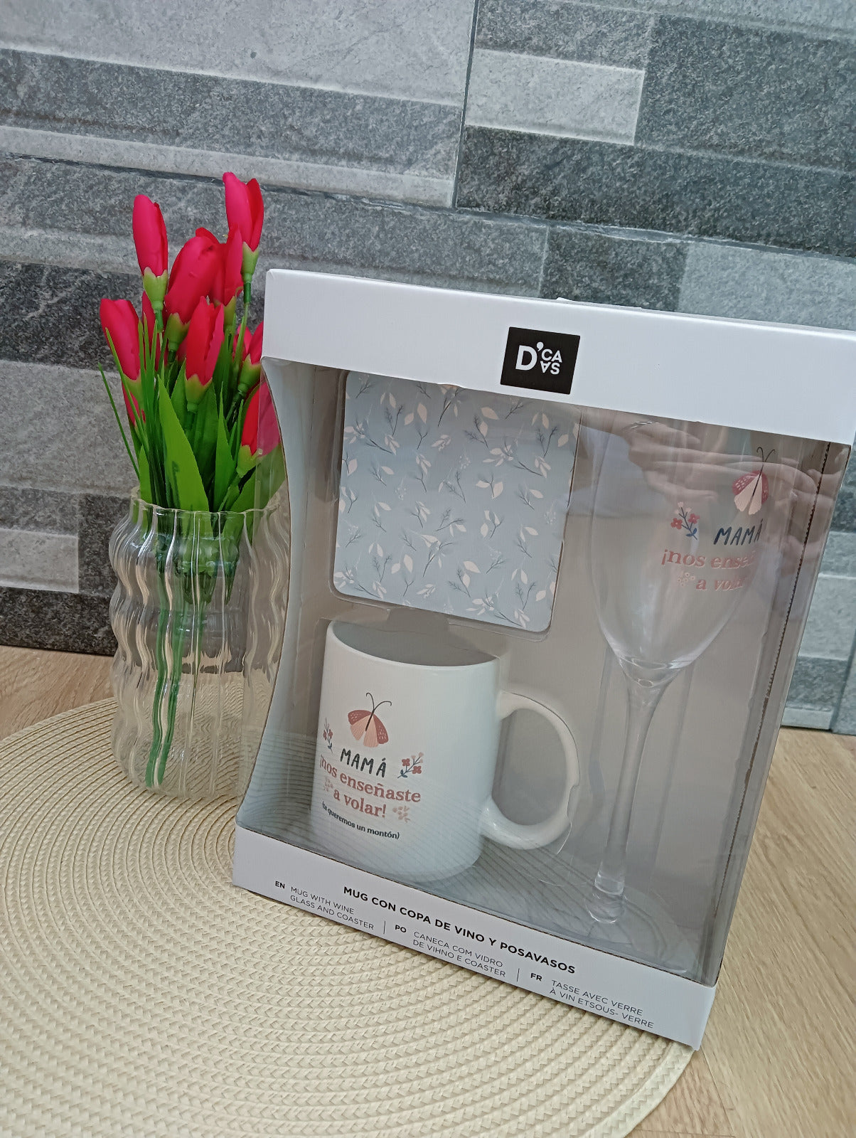 Pack copa, taza y posavasos