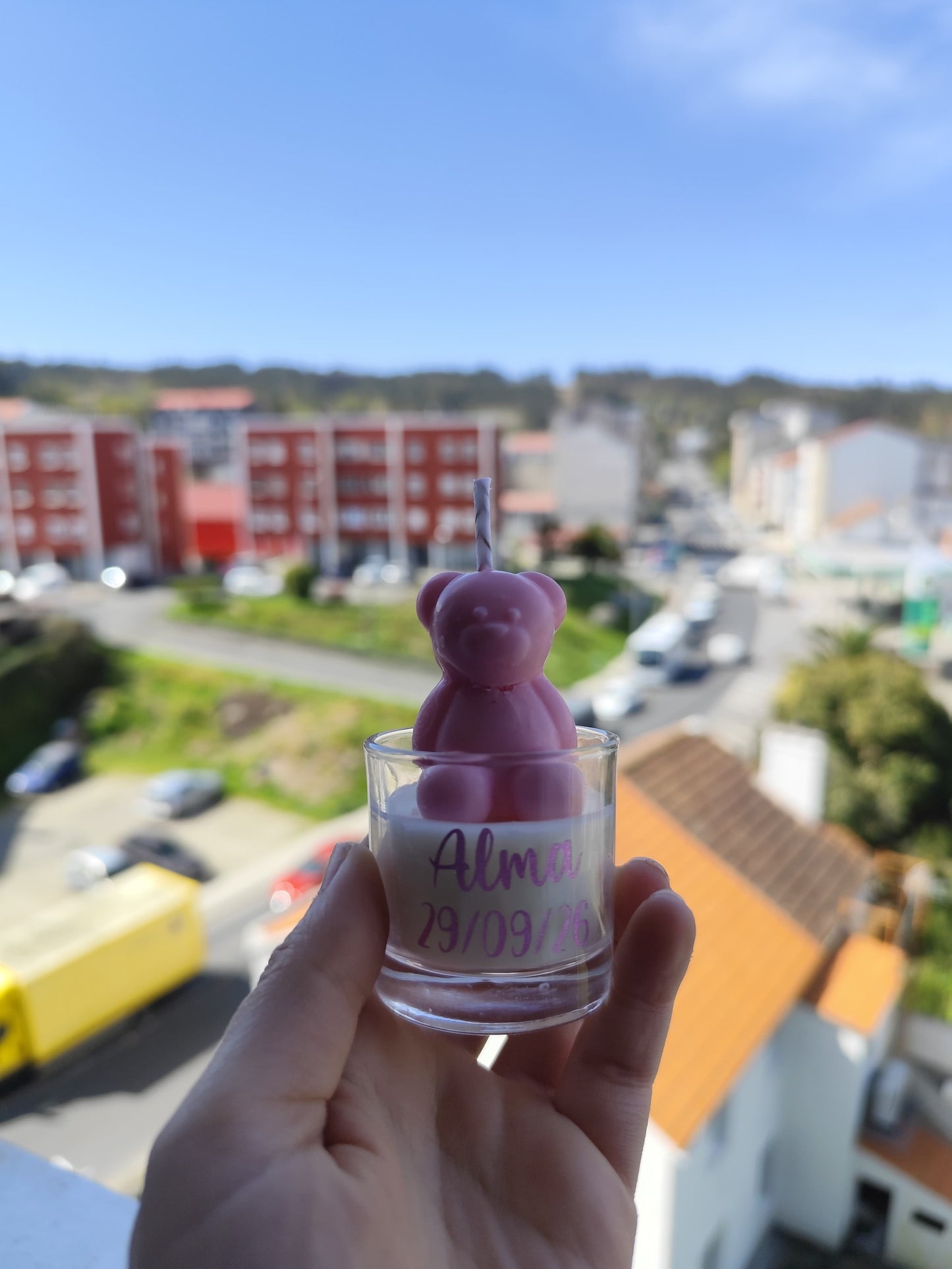 Vela de vaso con oso
