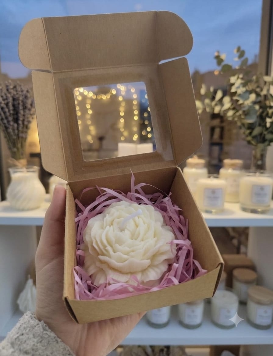 Vela de peonía en caja
