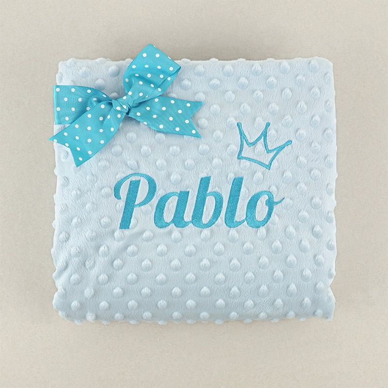 Manta personalizada con nombre, dibujo y lazo