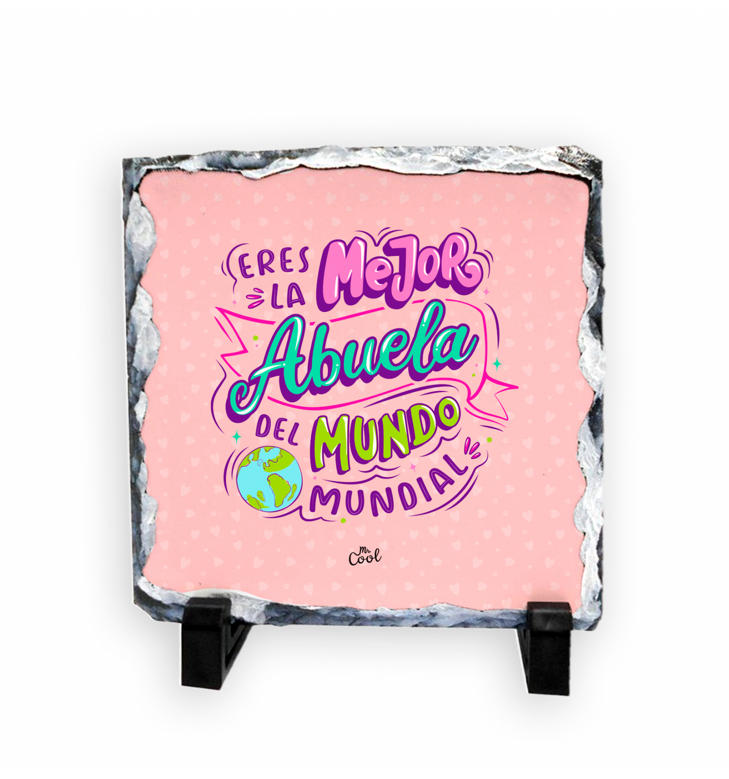 Pizarra cuadrada de piedra – Eres la mejor abuela del mundo mundial
