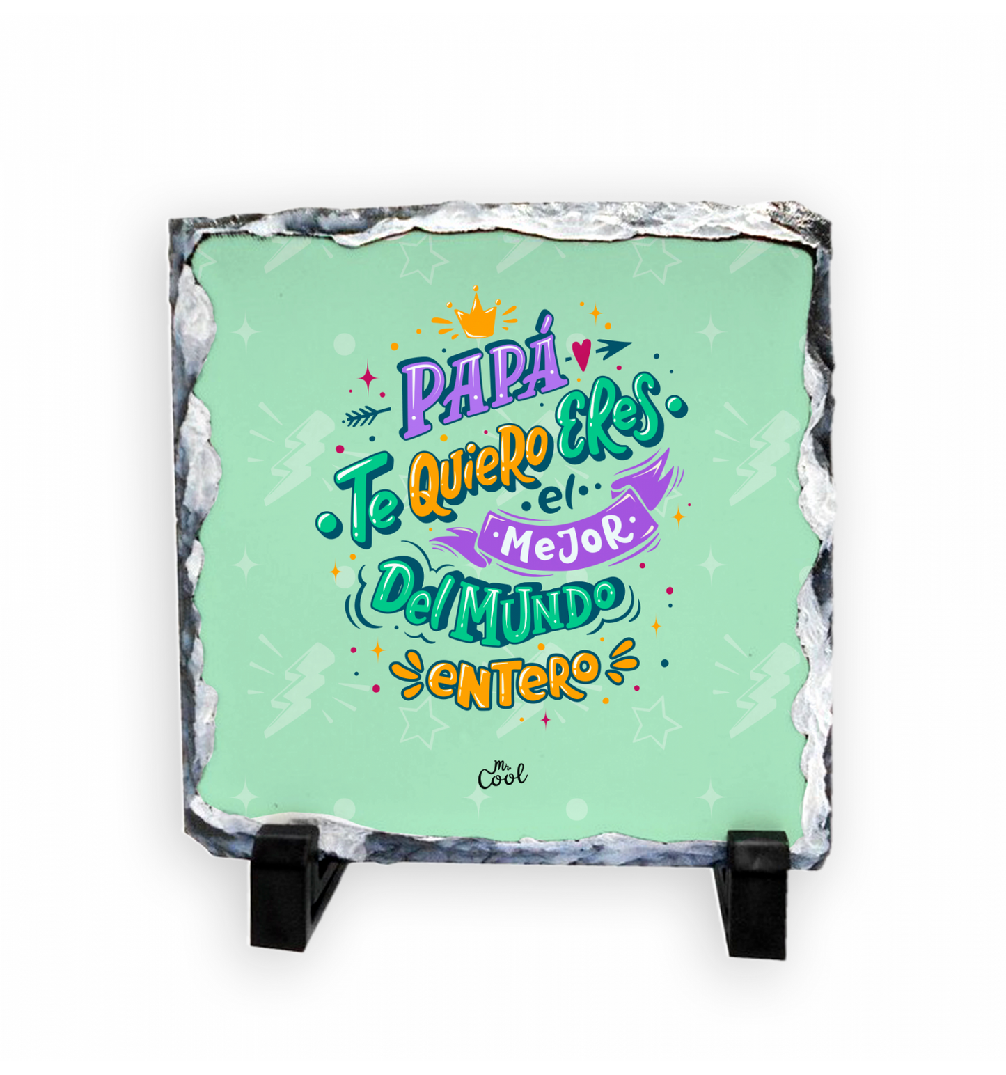 Pizarra cuadrada de piedra – Papá te quiero eres el mejor del mundo entero