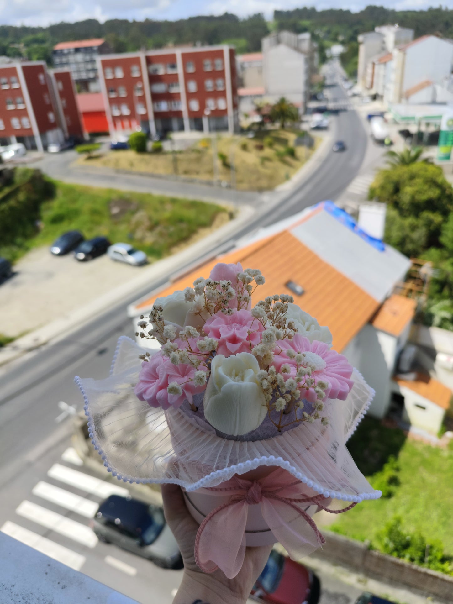 Ramo de flores de jabón rosa