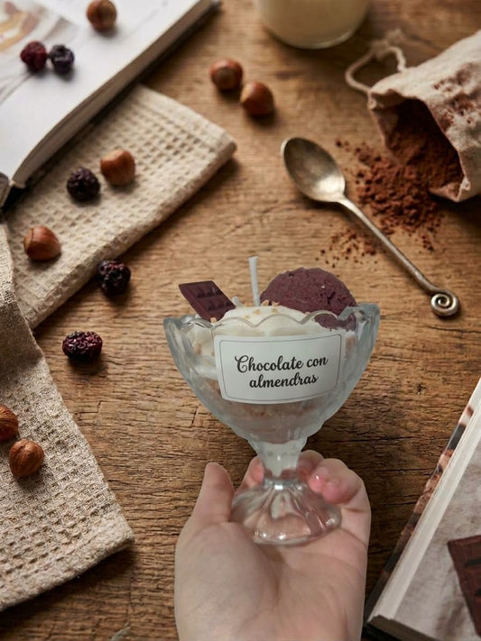 Vela copa de helado - Chocolate con almendras