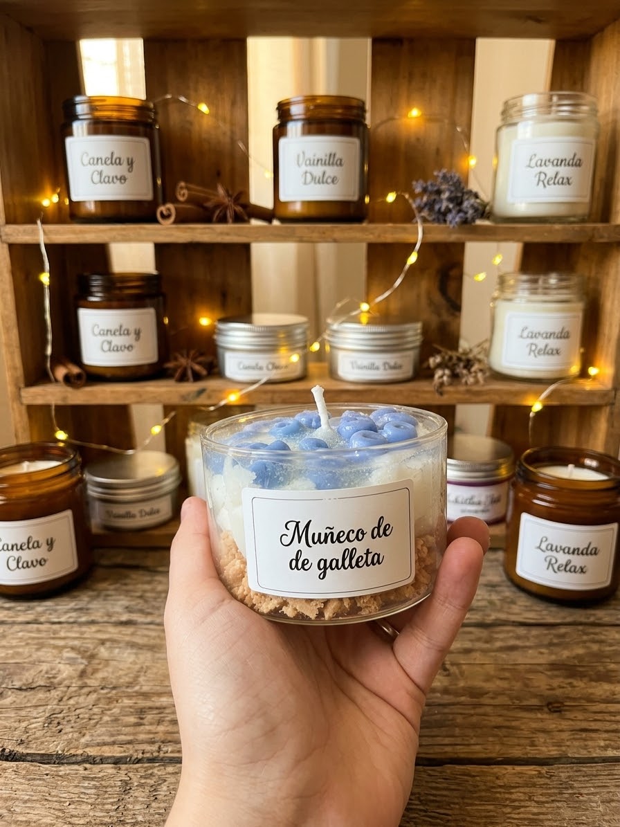 Vela de arándanos - Muñeco de galleta