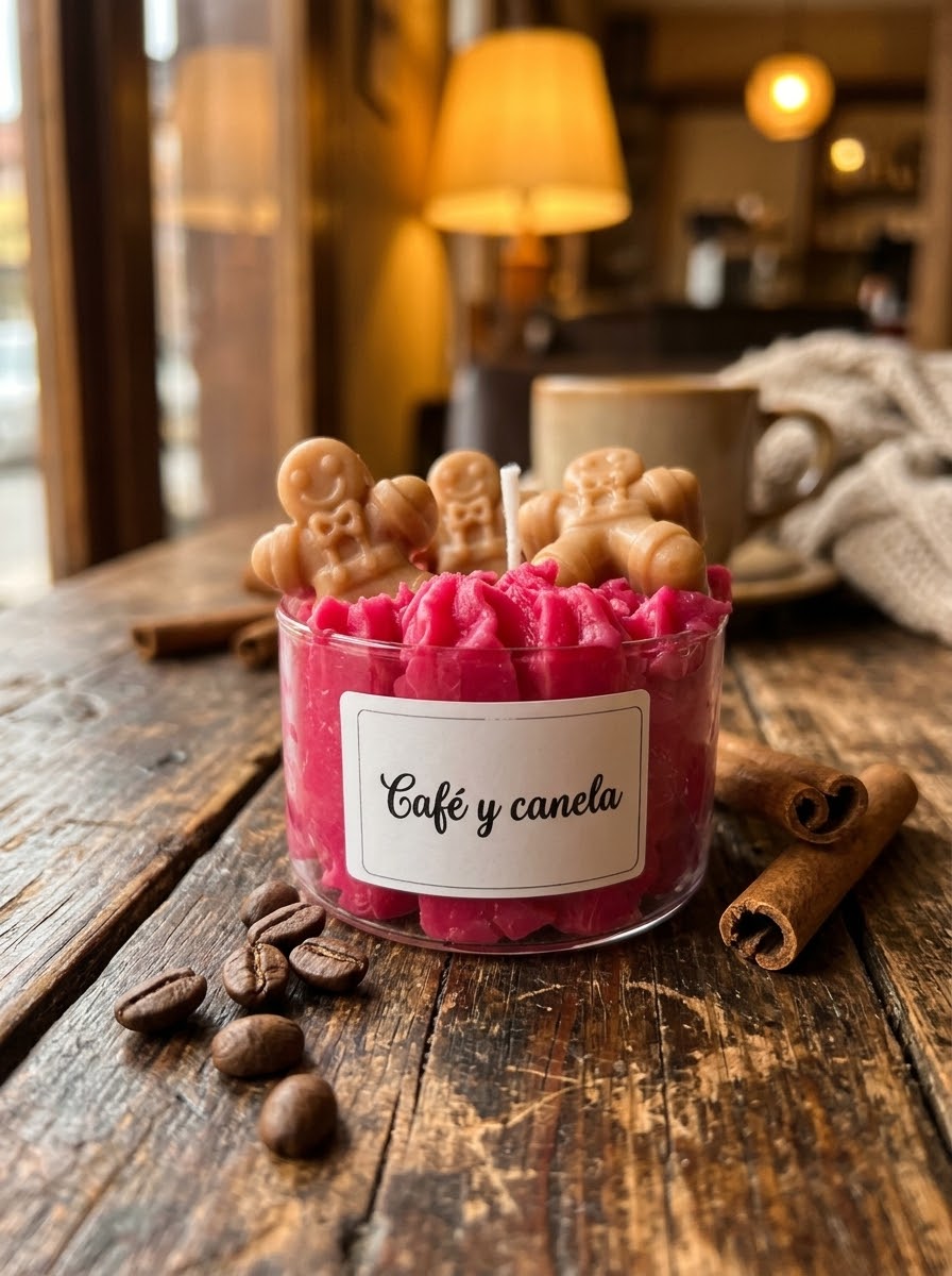 Vela navideña - Café y canela