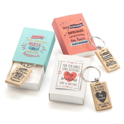 Caja regalo llavero madera frases