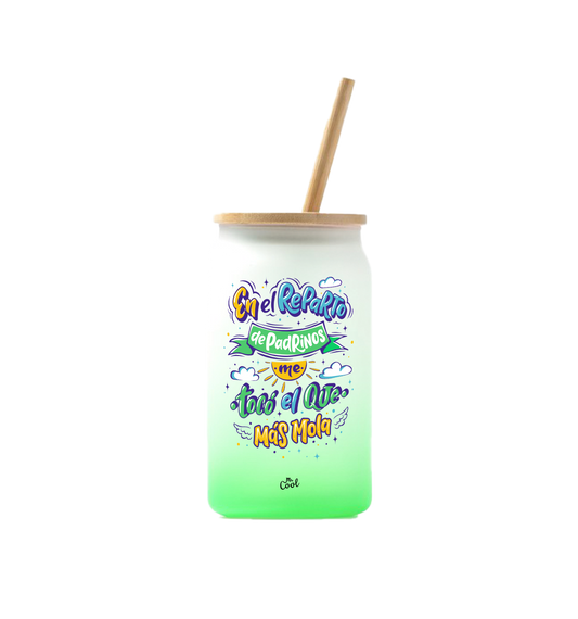 Vaso de cristal degradado – En el reparto de padrinos me tocó el que más mola
