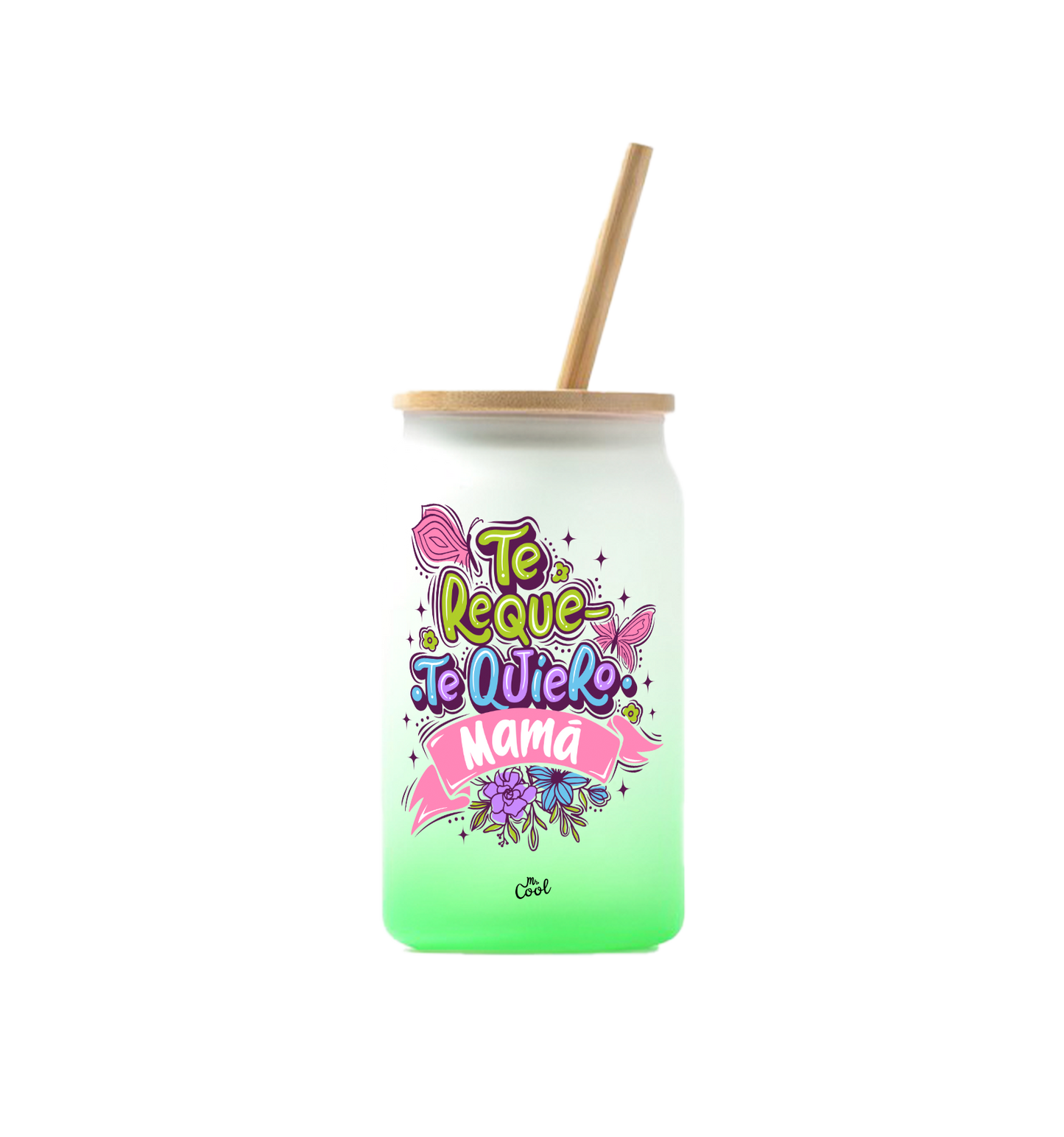 Vaso de cristal degradado  – Te requetequiero mamá