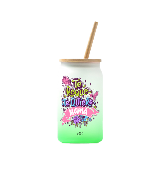 Vaso de cristal degradado  – Te requetequiero mamá
